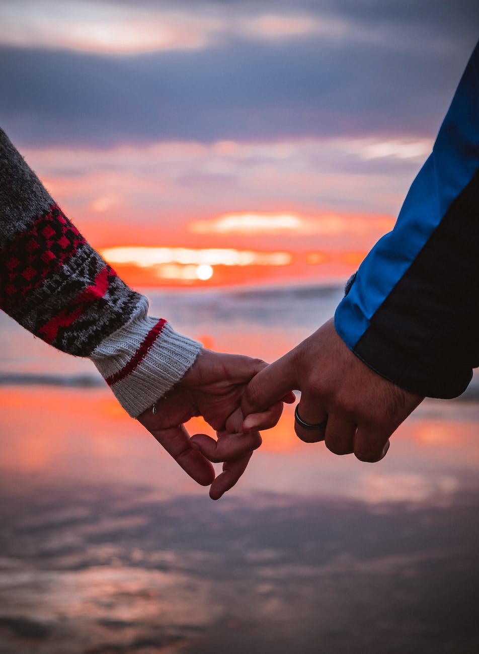 shallow focus photo of couple holding each others hands